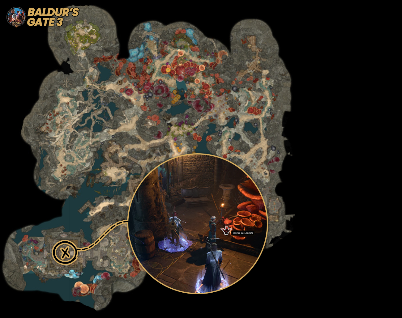 Onde-Encontrar-os-Cogumelos-Solicitados-por-Omeluum Ajude Omeluum a Investigar o Parasita em Baldur's Gate 3