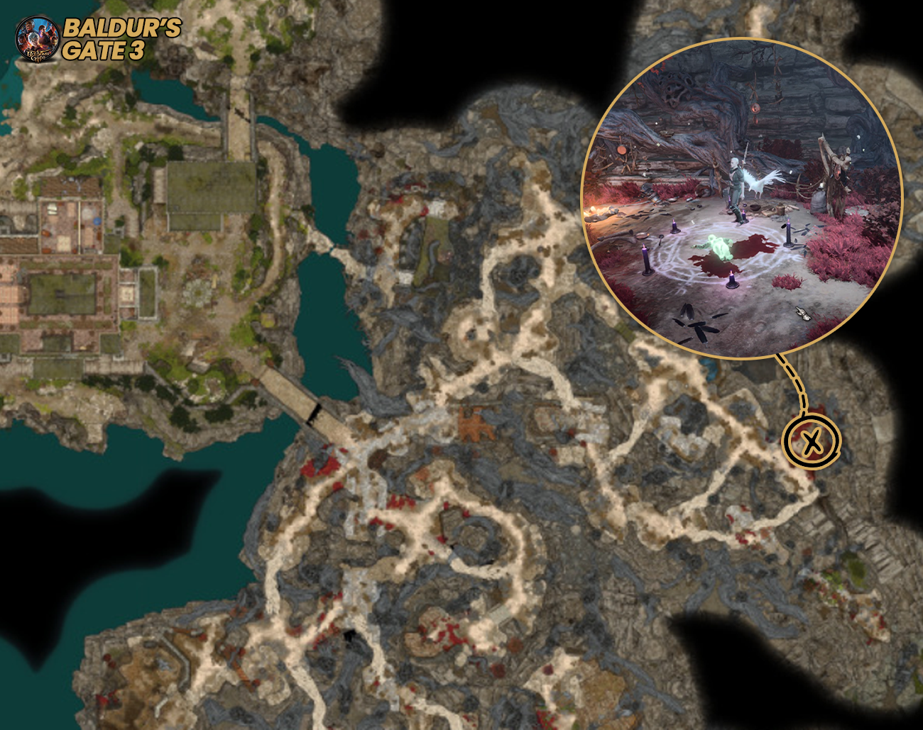 Localizacao-de-Nuncamais-o-Corvo-em-BG3 Puna os Perversos em BG3: Castigue ou Perdoe Madeline?