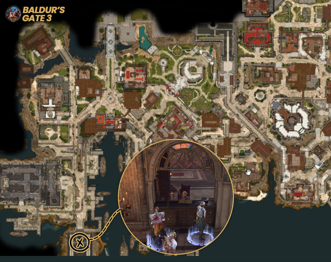 Localizacao-do-Senhor-da-Pedra-na-Casa-da-Contagem Tudo sobre Auxilie a Rainha do Submundo em Baldur’s Gate 3
