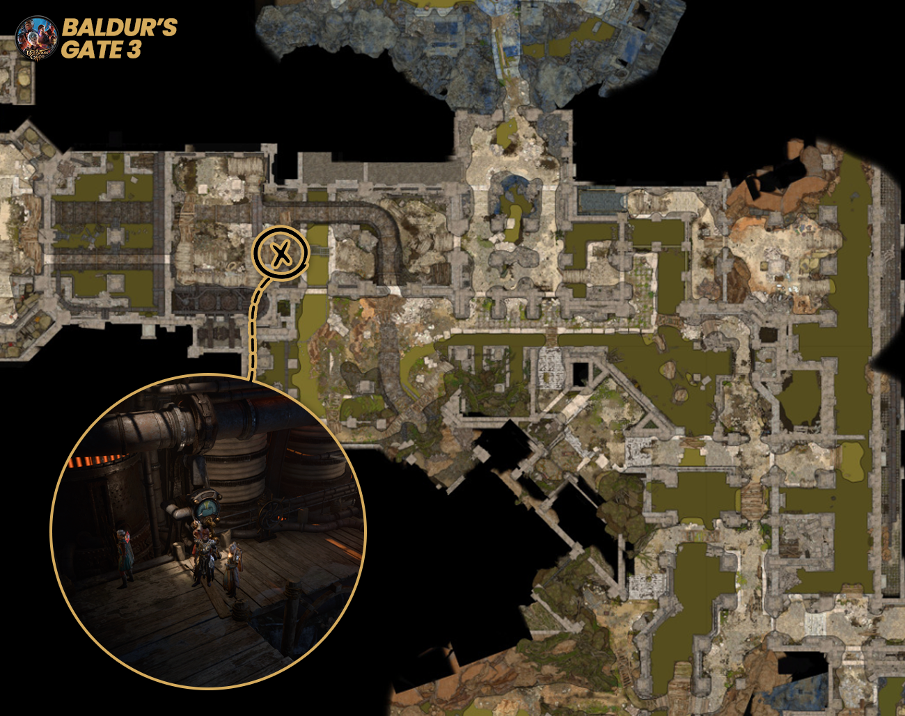 Localizacao-do-Senhor-da-Pedra-nos-Esgotos-BG3 Tudo sobre Auxilie a Rainha do Submundo em Baldur’s Gate 3