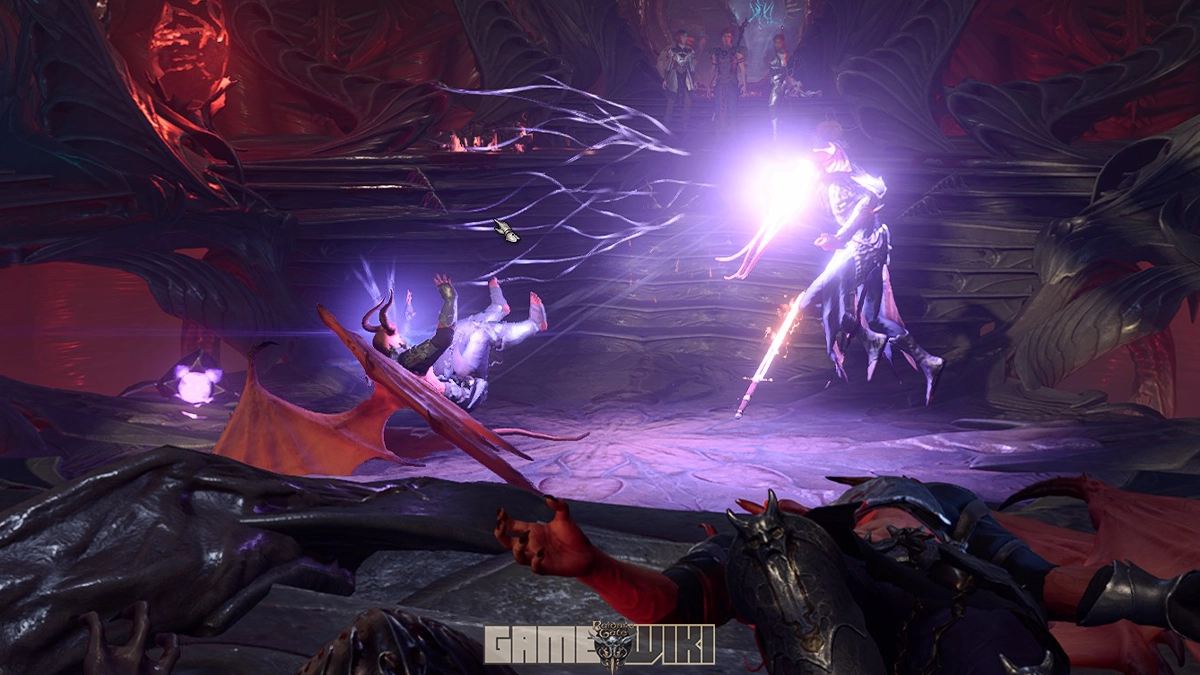 Devorador de Mentes enfrenta Zhalk em sala central do Nautiloide em BG3