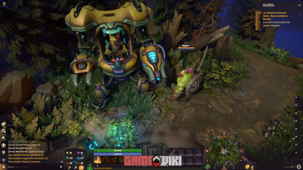 Personagem interage com Zikk Clankwhistle próximo ao portal em Corepunk