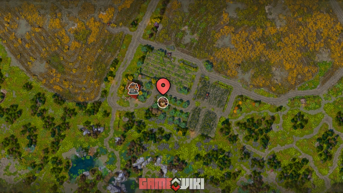 Mapa mostrando a localização de Greta Grubb na Floresta da Maré Crepuscular