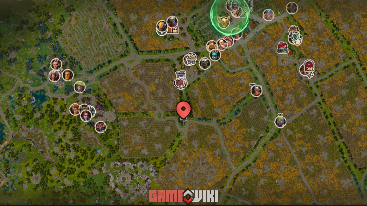 Mapa de Corepunk destacando onde encontrar a Bebida Energética Sildenafil em Goldenfield