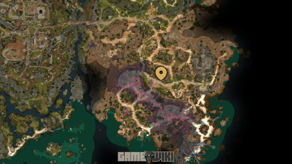 Mapa do Portal de Gale Missão recrutar Gale mapa do Portal Arcano na Clareira Destruída em BG3