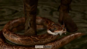 Missão Salve Arabella mostra a serpente Teela prestes a atacar a jovem no Santuário Esmeralda